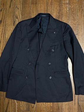 Tagliatore Black Double-Breasted Blazer super 110 virgin wool